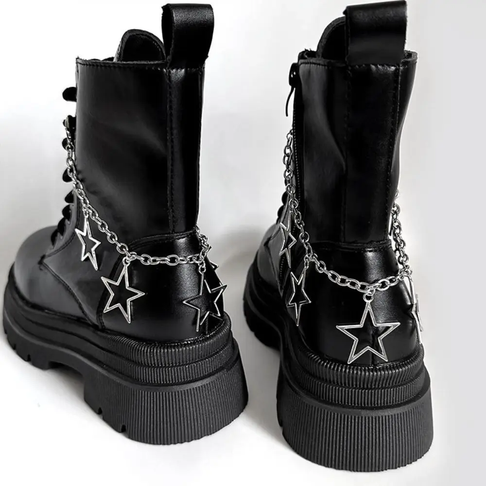 

Pendant Light Luxury Boots Shoes Buckle Personality Silver Boot Chains Decoration Charm Tassel Stainless Shoes Accessories Gifts