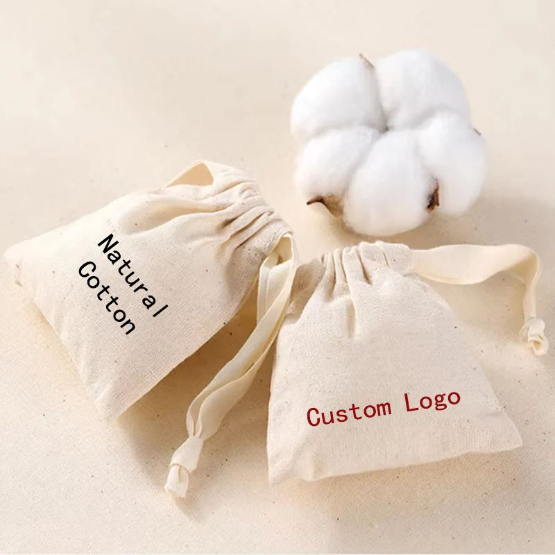 أكياس القطن الطبيعي هدية ، ماكياج المجوهرات شعار الحقائب ، العطور ، شمعة ، تغليف الملابس الداخلية ، كيس الغبار ، 5x6 سنتيمتر ، 7x9 سنتيمتر ، 9x12 سنتيمتر ، 11x14cm