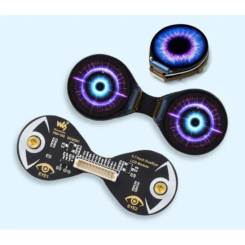 Waveshare 0.71inch Double Eye Round LCD Display Module Option SPI 160×160 65K Colors For Arduino Raspberry Pi ESP32 Pico STM32