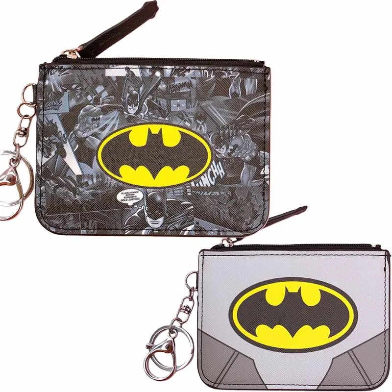 Monederos de Batman de DC, Cartera Corta con Diseño de Dibujos Animados, Monedero Pequeño con Cremallera para Estudiantes, Bolsa de Almacenamiento Ligera