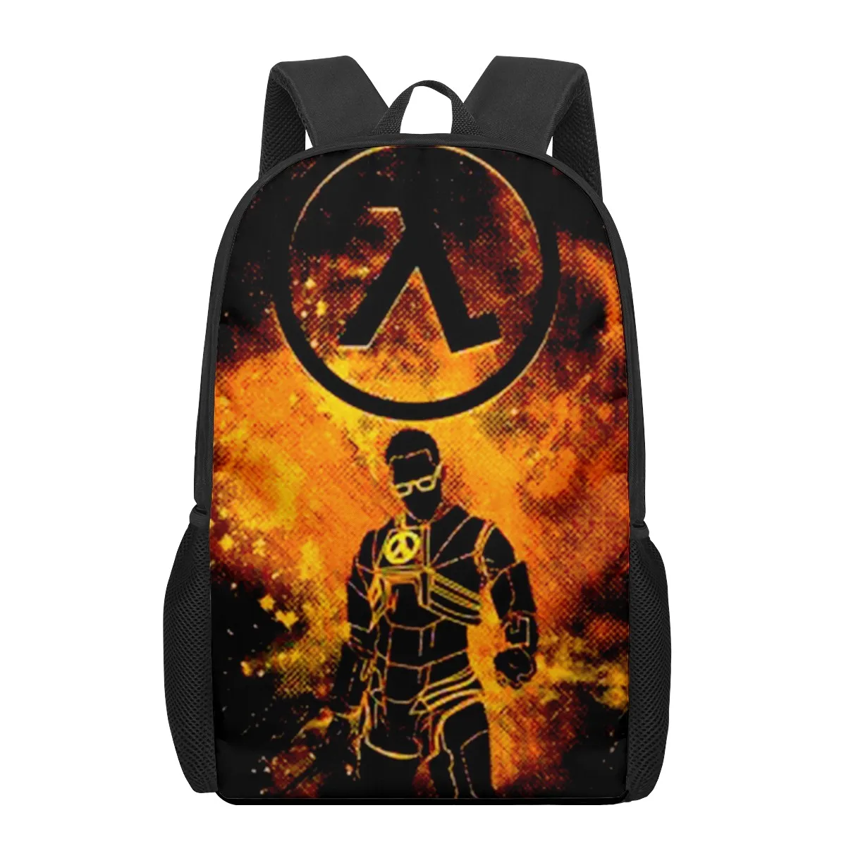 Half Life Game Print School Bags para meninas e meninos adolescentes, mochilas infantis casuais, mochila de grande capacidade