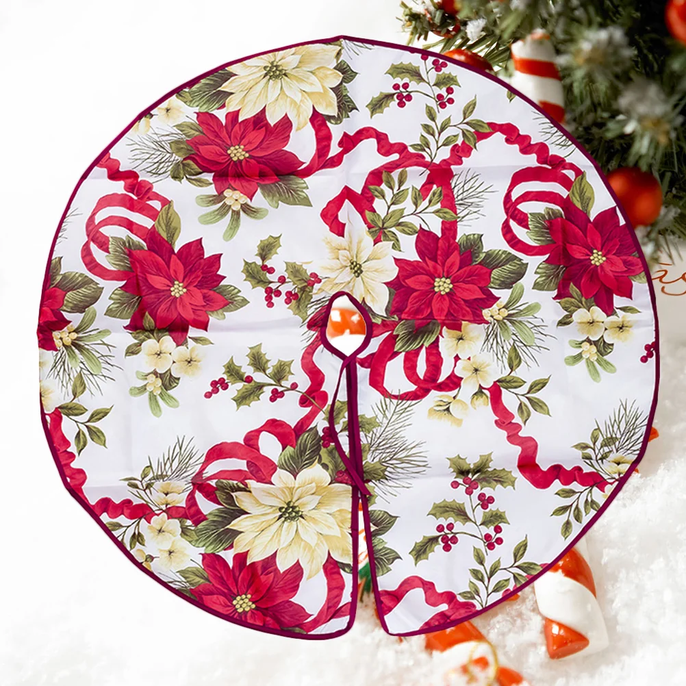 Christmas Tree Skirt FlChristmas Tree Skirt Flowers Festive Ornaments Xmas Tree Mat Carpet Rug Holiday Home Decoration (60cm)owe