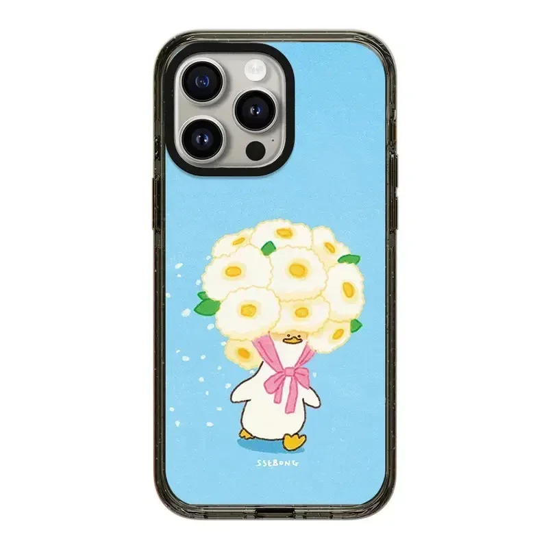 

Cartoon Duck Swimming 2.5 Acrylic Black Border iPhone 12 13 15 14 16 Pro Max Protective Case, Fits iPhone 16 Pro Max