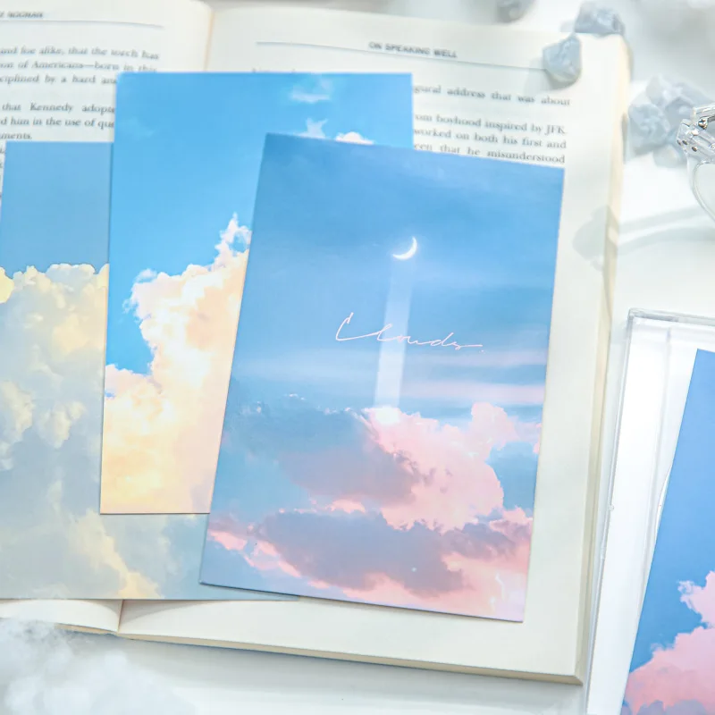 30 Pcs/Set Clouds Snack Shop Series Postcard DIY Handwritten English Clouds Blessing Confession Cards Stationery Supplies