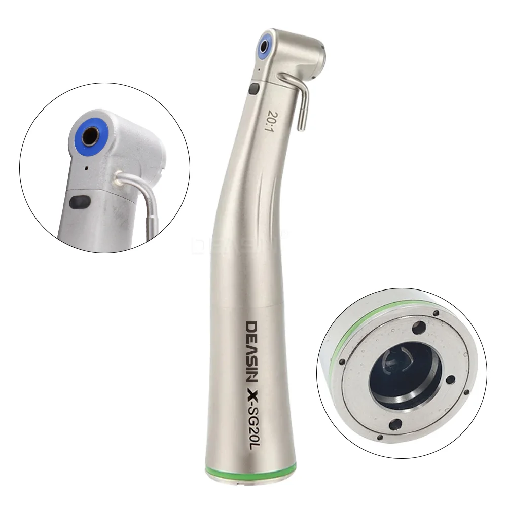 Deasin Dental 1:5/1:1/4:1/20:1 Fiber Optic LED Contra Hoekstuk Interne 4-weg Spray Drukknop Tandheelkunde Gereedschap