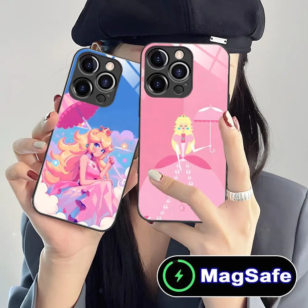 

Чехол для мобильного телефона Princess Peach для iPhone 16, 15, 14, 13, 12, 11 Pro Max Plus Mini MagSafe, защитный чехол для смартфона