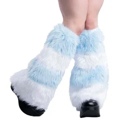 Pouvez-vous aru-Jambières en fausse fourrure pour fille, chaussettes hautes, couvre-bottes, bonneterie, manchette de botte, chaussettes souples, rayures gothiques, Y2K, hiver