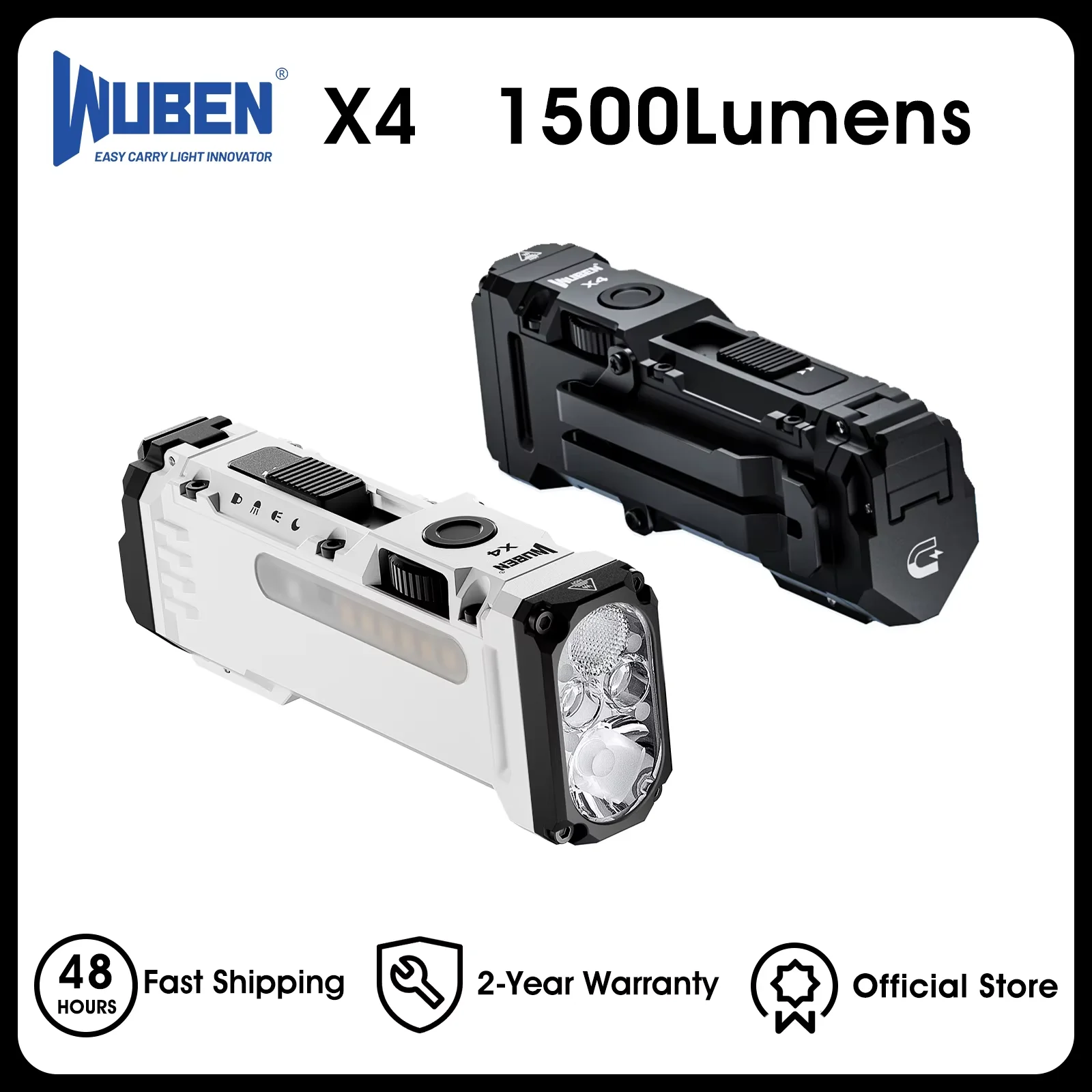 

Фонарь WUBEN X4 EDC с RGB-подсветкой, 1500 люмен, мини-фонарь с тактическим переключателем и магнитом, IP68, портативный карманный фонарь