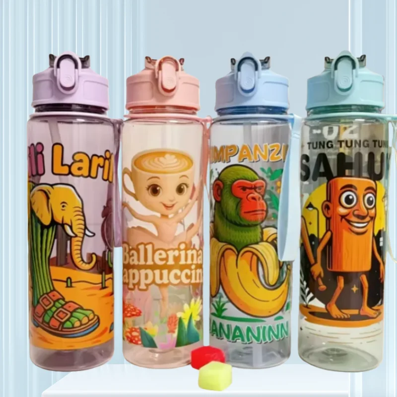 

Бутылка для воды 750 мл, китайские классические монстры, прочные и герметичные бутылки для воды, легко чистящиеся для спортзала, велосипеда, путешествий, школы, офиса, детей