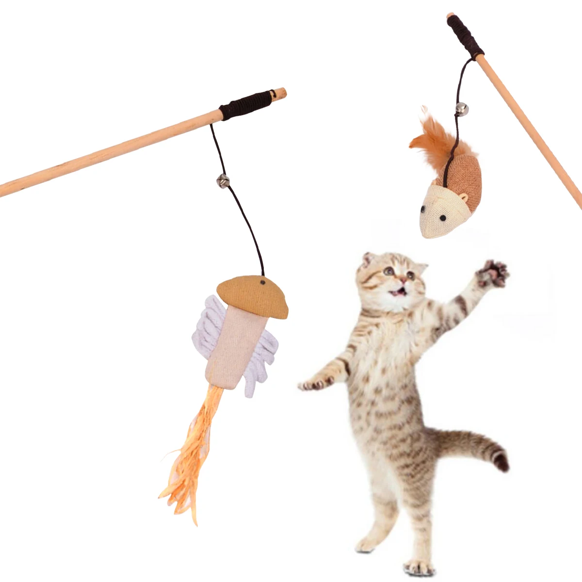 

Creative Interactive Cat Toy Handfree Cat Stick Playing Playing Teaser Wand Suction Cup Bird/Feather Wand Pet Supplies