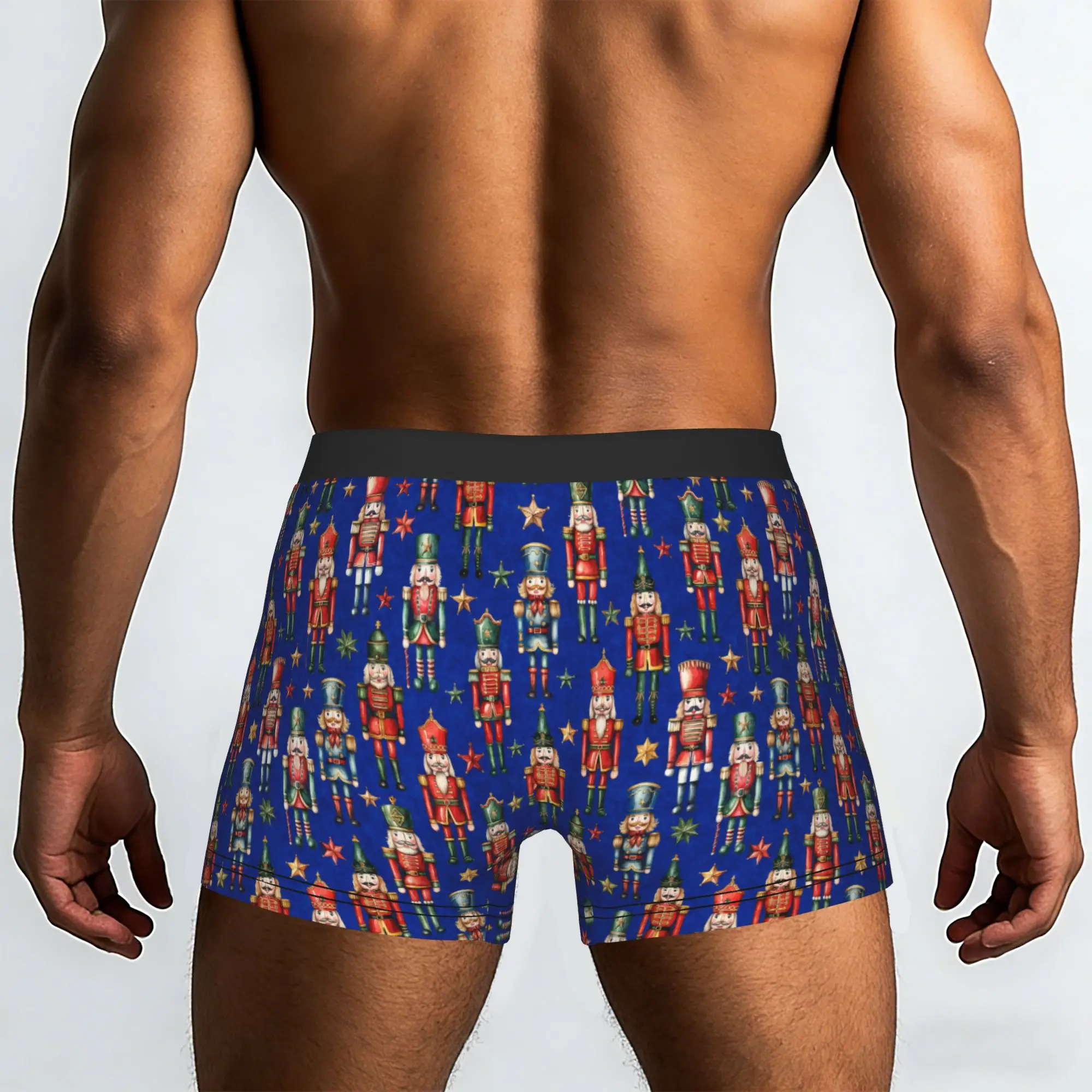 Custom Nutcracker Soldier Christmas Pattern Holiday Underwear Men Stretch Boxer Briefs Shorts Panties Soft Underpants For Male