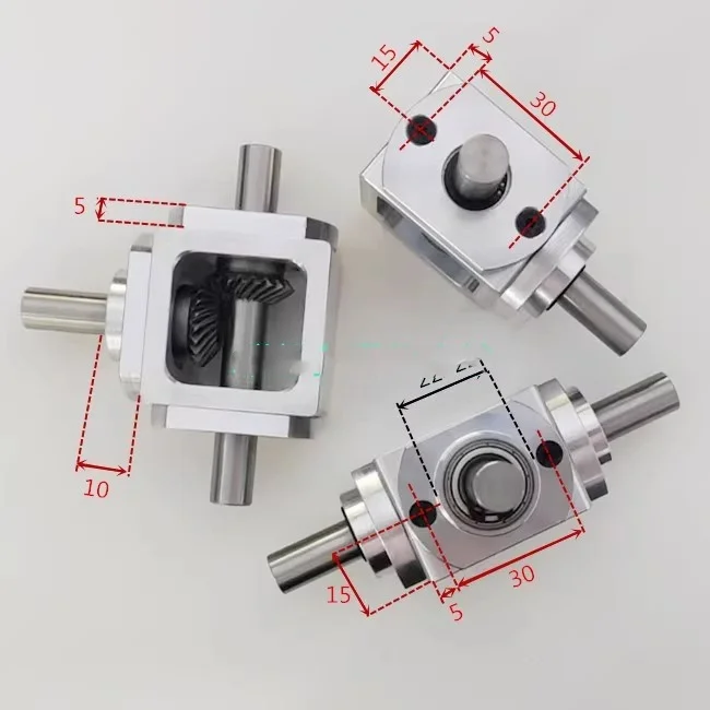 Small 1:1 T Type Cross Commutator Shaft Diameter 10mm Right Angle Drive Gearbox Bevel Gearbox Rotation