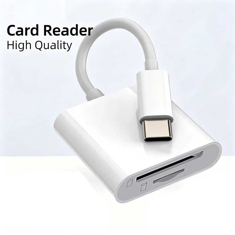 TypeC to SD & TF Card Camera Adapter for iPhone For iPad, 2 in 1 Card Reader Plug & Play