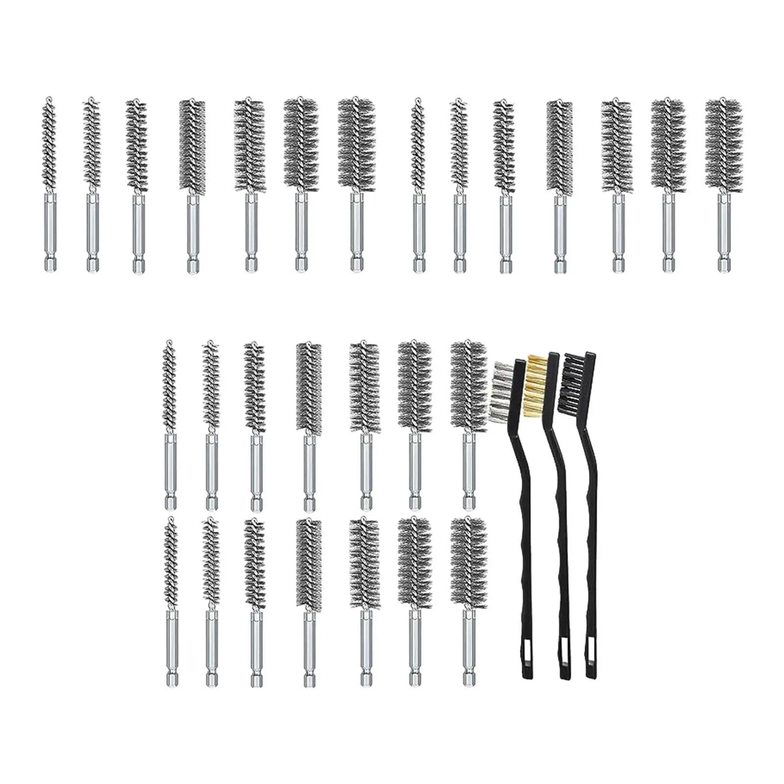 Wire Bore Brush Set with Handle 8mm-25mm Professional Cleaning Wire Brushes