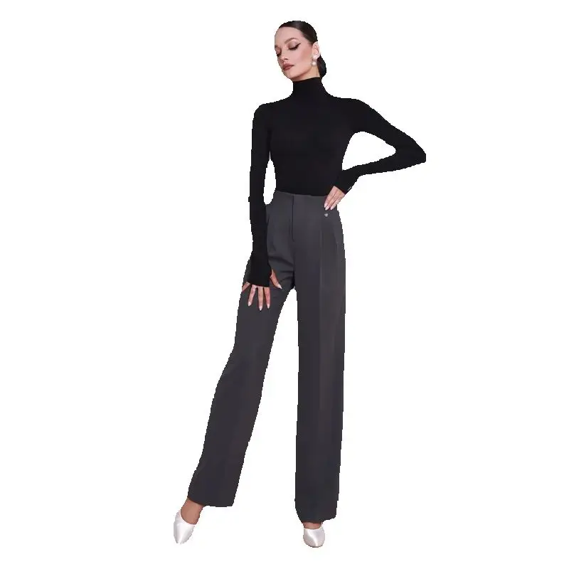 Abbigliamento da ballo femminile per donna, tango, competizione di danza moderna, abiti, collo alto, pantaloni da ballo a vita alta, top latino SL14721