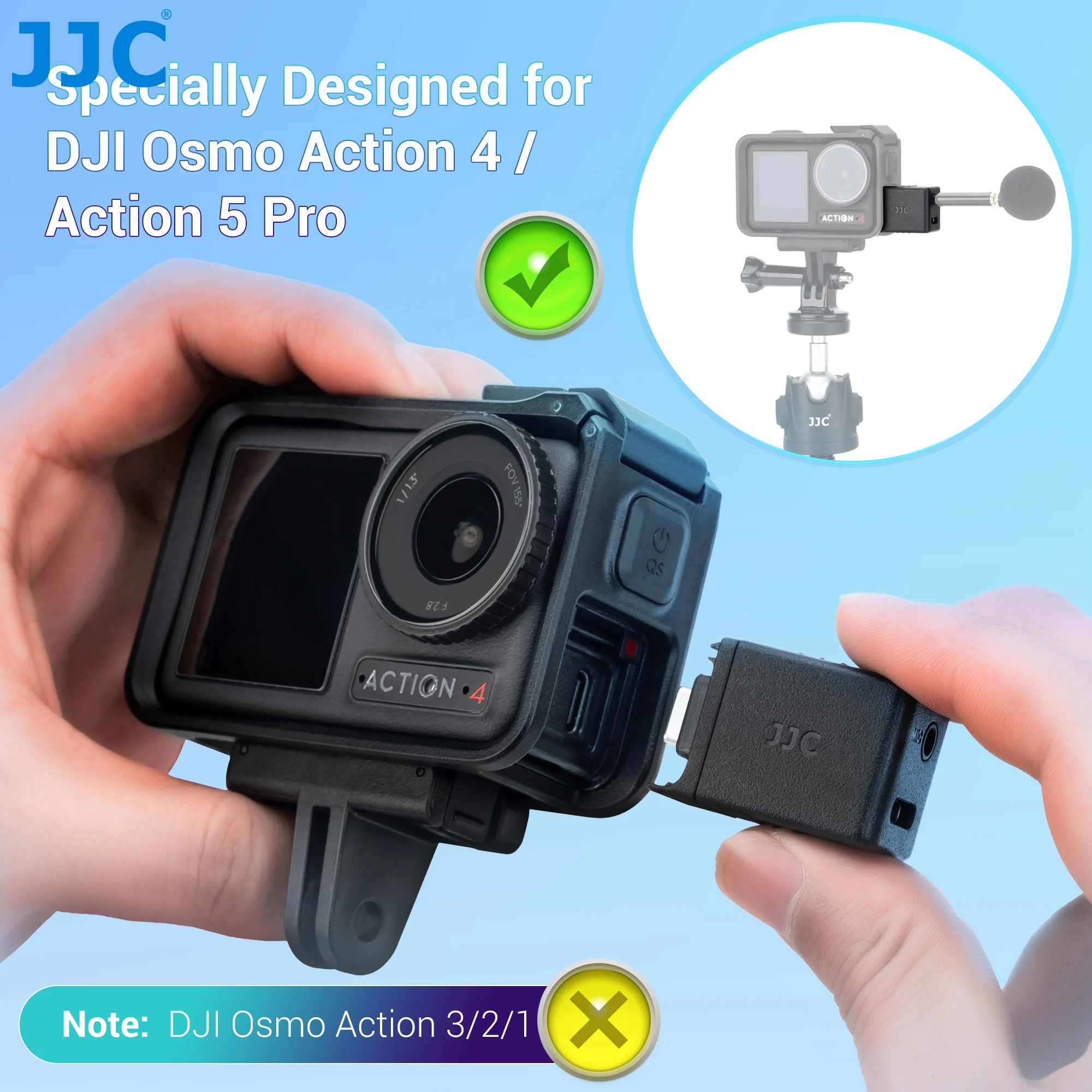 JJC 3.5mm Audio Adapter for DJI Osmo Action 6 5 Pro Action 4 Supports Microphone Audio Input Type-C Port Microphone Converter