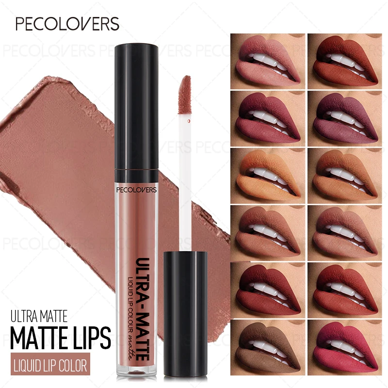 أحمر شفاه سائل، مقاوم للماء، ملمع شفاه، ملمس مات عالي التشبع، يدوم طويلاً ولا يلتصق، ملمع شفاه