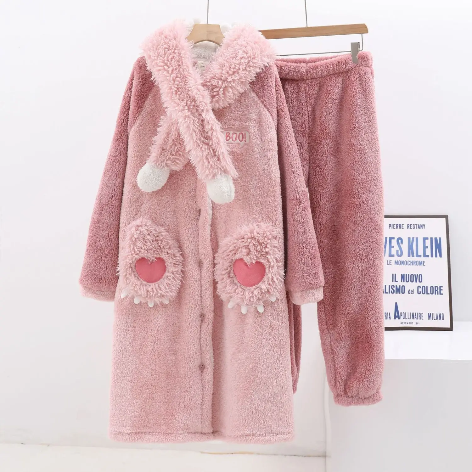 

Winter Women's Flannel Pajamas Sets Plush Thicken Long Nightgown Monster Cosplay Suit Womens Cartoon Nightdress Robes Sleepdress