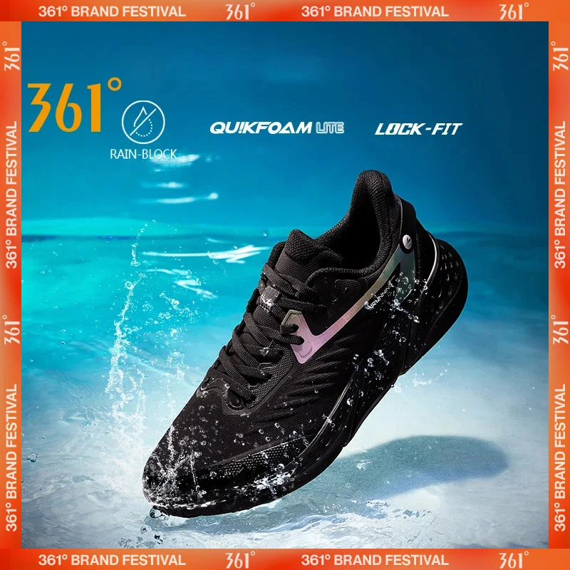 361 Degrees Rainblock 4.0 Men Running Sport Shoes Water Repellent Technology Q Bomb Reflective Night Male Sneakers 672142221