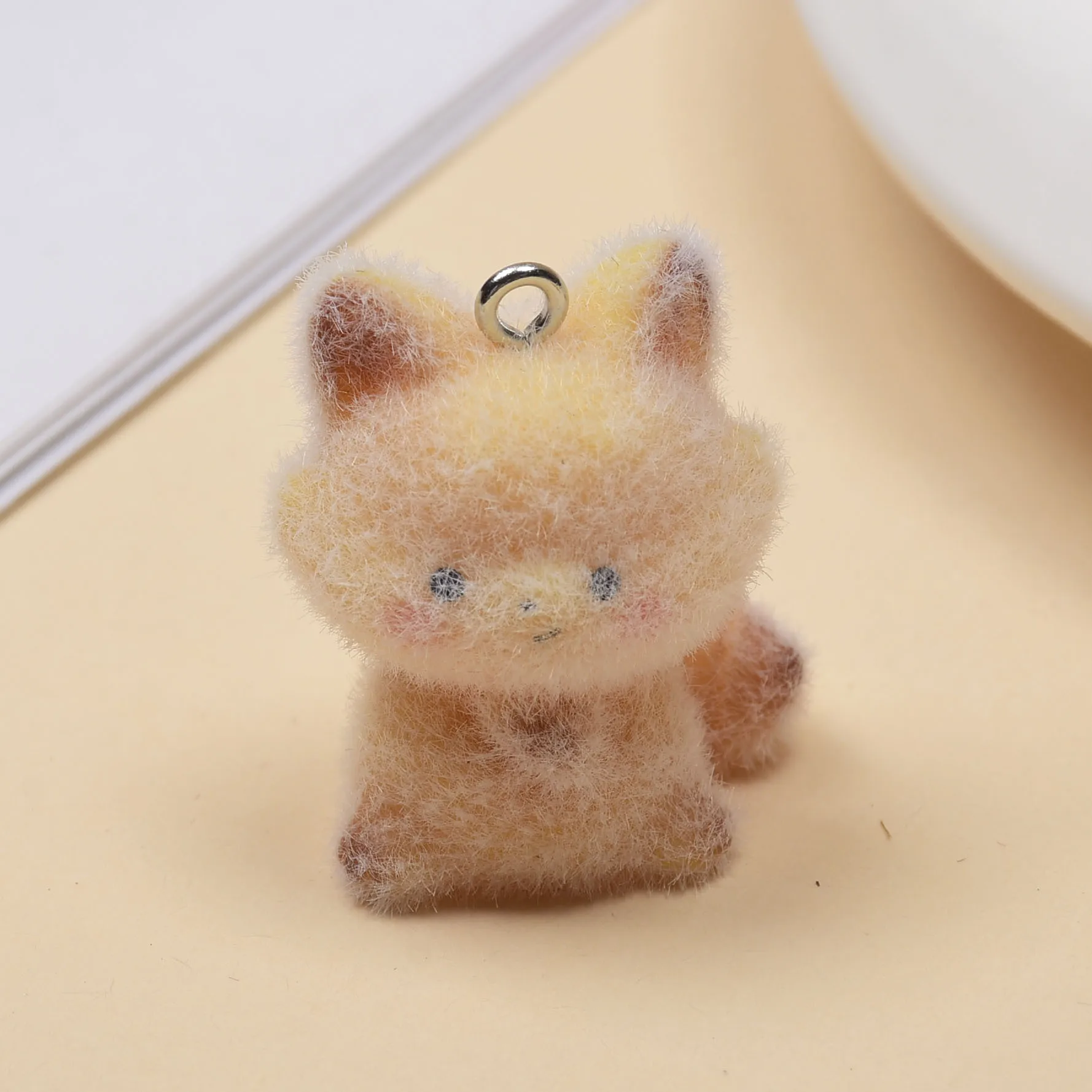 20pcs Flocking Resin cute fox Charms Cartoon Plush Animal Doll Pendant For  Earrings Keychains Making DIY Jewelry Accessories