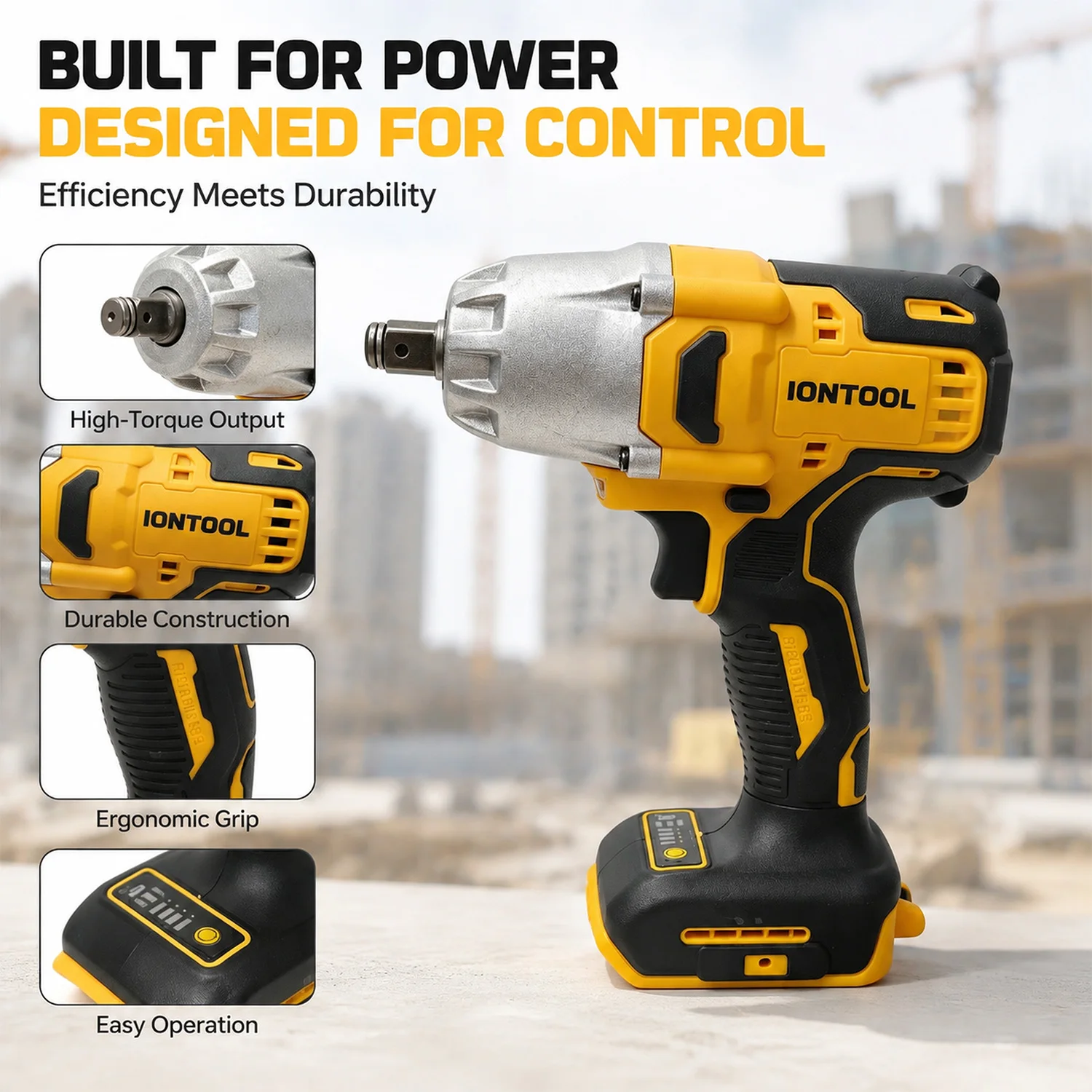 IONTOOL Durable 700N.M Cordless Wrench For Car Suspension Bolts and Woodworking Jig Clamping and Engine Cover Fixing Power Tool