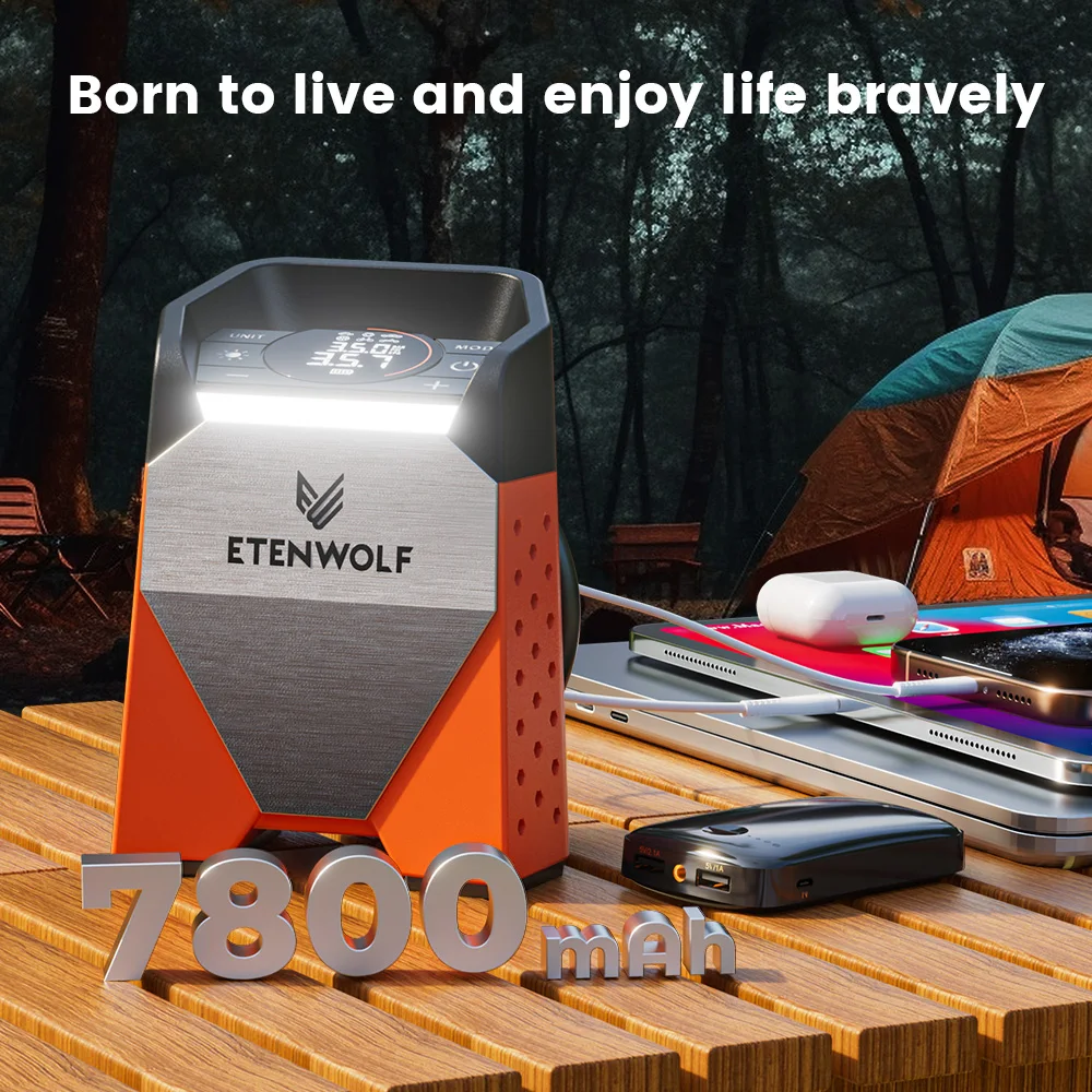 ETENWOLF ZEPHYR S3C Portable Air Compressor 100% Duty Cycle Car Tire Inflator 7800mAh for Cars, Motorcycles, Bicycles Balls image 6