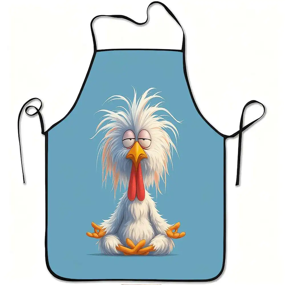 1pc of a Humorous Apron Featuring a Fluffy Chicken Design, Made from Durable And Easy-To-Clean Polyester. It Has an Adjustable W