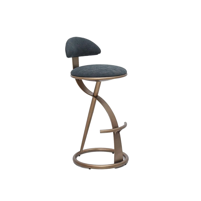 

High-end custom bar chair designer light luxury high-end stainless steel modern bar chair villa home high stool