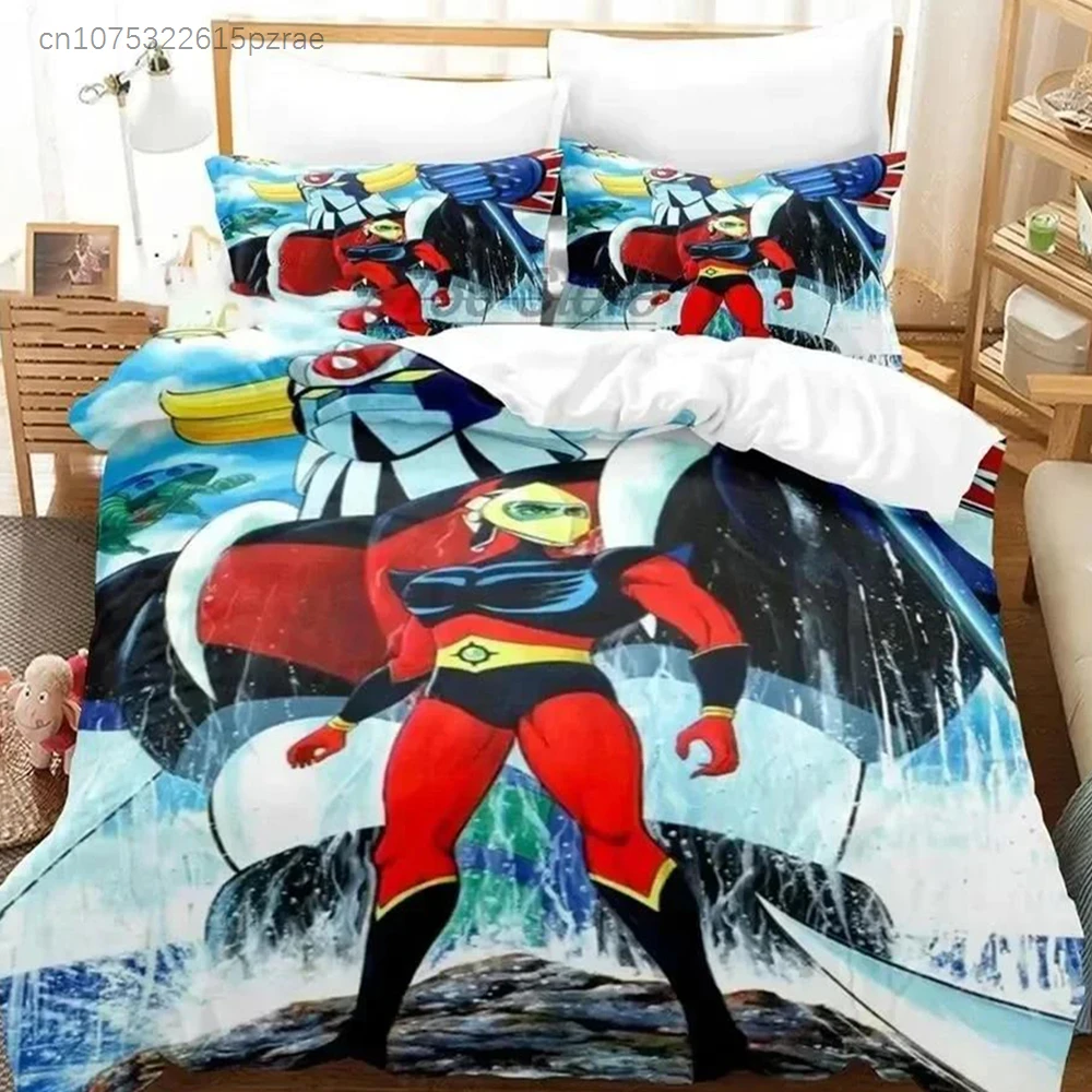 Cartoon Goldorak Grendizer UFO Robo Bedding Set 3D Printed Suitable For Bedroom Duvet Cover Set With Pillowcases Home Textile
