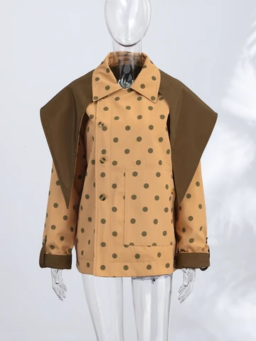 Женские пальто в горошек полиэстер oversize