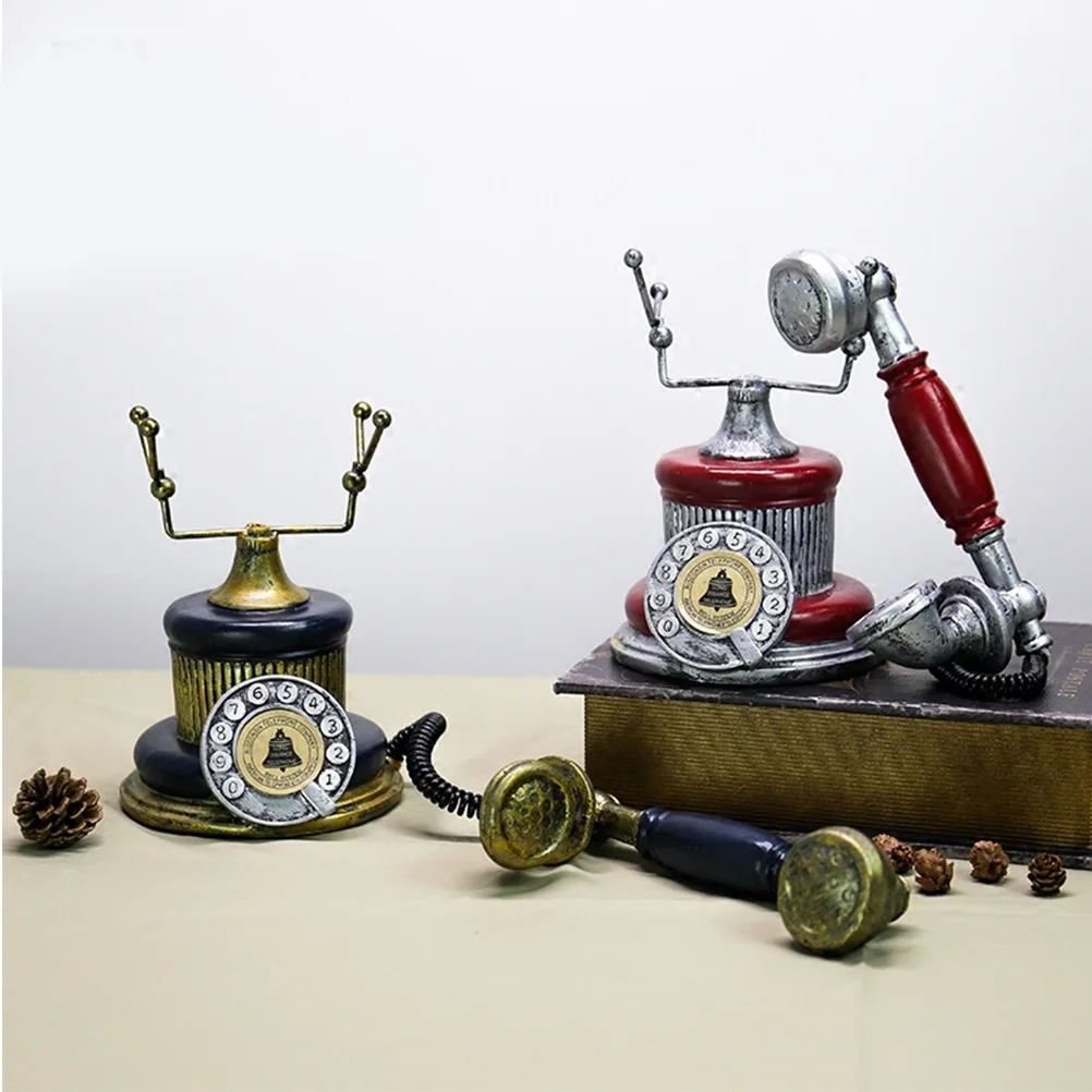 

Retro Telephone Booth Shaped Tabletop Decor Blue Creative Resin Ornament Desktop Decoration Home Office Living Room Adornment