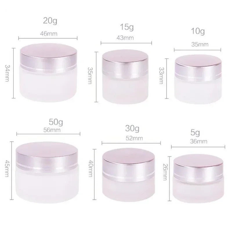 Pots ronds en verre ambré avec doublures intérieures et flacons veds pour baume, crème de gratitude, fard à barrage, poudres à ongles, 5g, 10g, 20g, 30g, 50g