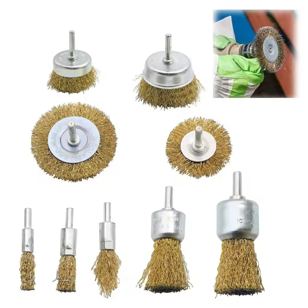 Wire Brush Wheel Cup Brush Set 5 Pack,Wire Brush for Drill 1/4 Inch Hex Shank Coarse Carbon Steel Crimped Wire Wheel