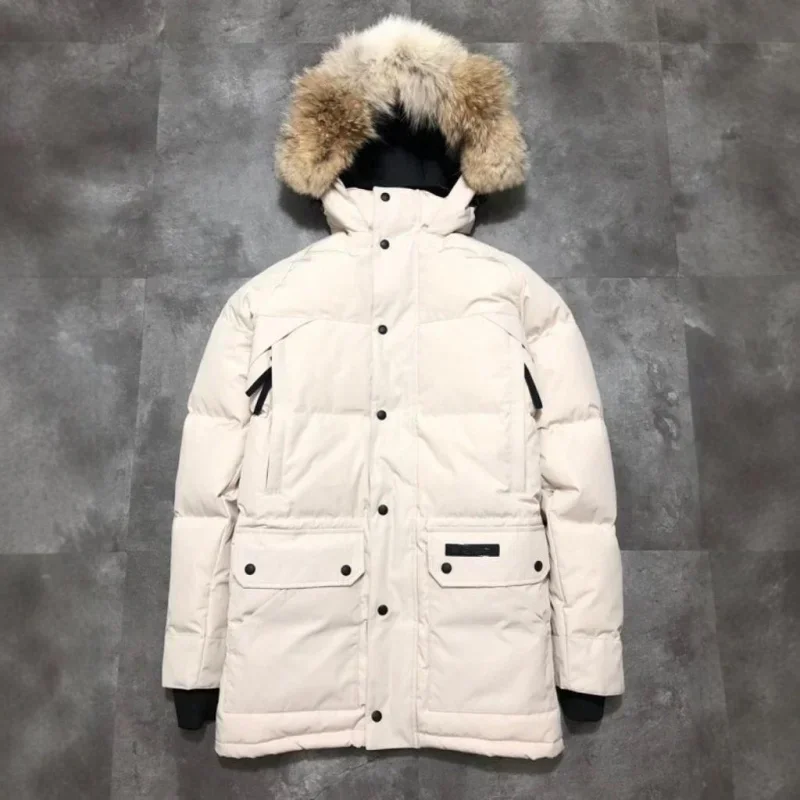 Cana * a Go * se Solid Color Windproof Crop Puffer Jacket Unisex Winter Thick Short Style 90% White Goose Down Jacket Mens Outer