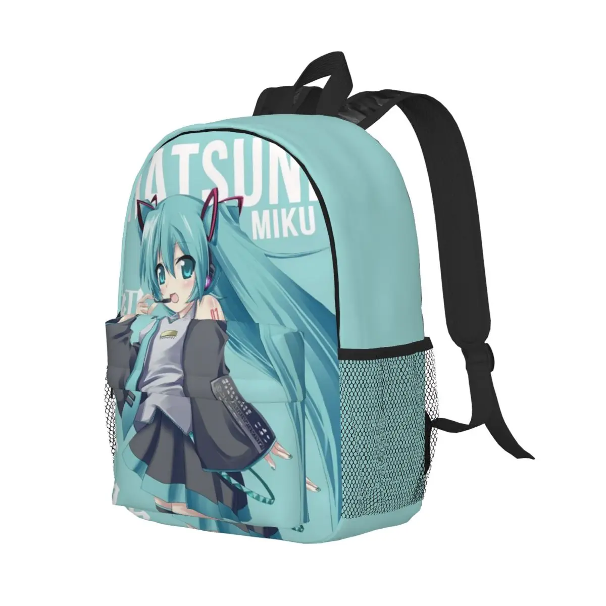 Hatsune Miku ransel ringan 15 inci, tas serbaguna dan modis untuk sekolah, perjalanan, dan pemakaian sehari-hari