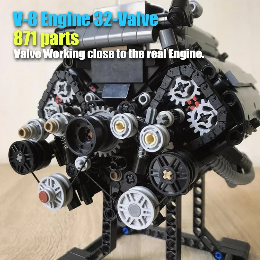 V-8 Engine 32-Valve MOC  blocks  toys  cars engine