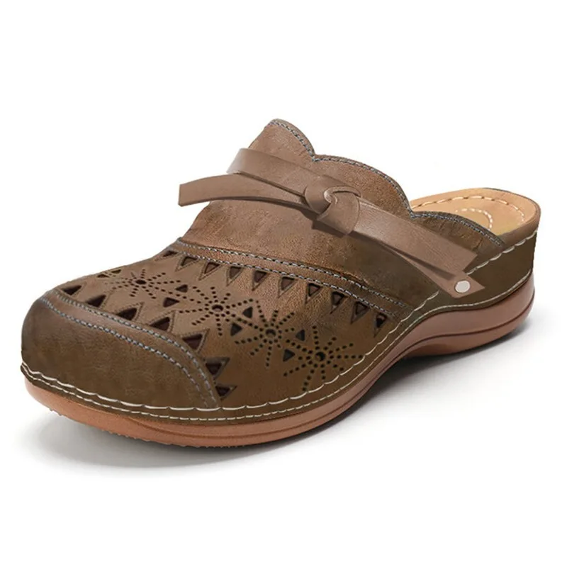Women Sandals Summer Flat Round Toe Retro Comfortable Casual Wedges Slip on Plus Size Shoes for Women 35-43 Sandalias De Mujer