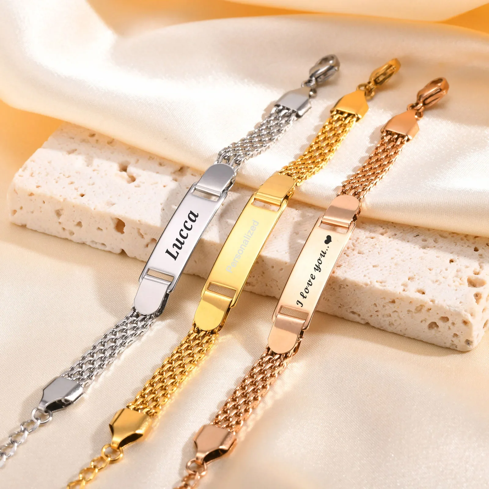 Pulsera con Nombre Personalizado para Bebé Recién Nacido, Cadena Ajustable de Acero Inoxidable Antialérgico, Regalo de Bautizo para Hijo o Hija