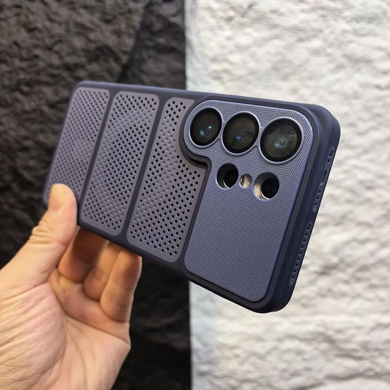 For Magsafe Mesh Heat Dissipation Phone Case for Samsung Galaxy S24 S25 S26 Ultra Glass Lens Protection Magnetic Hard Back Cover