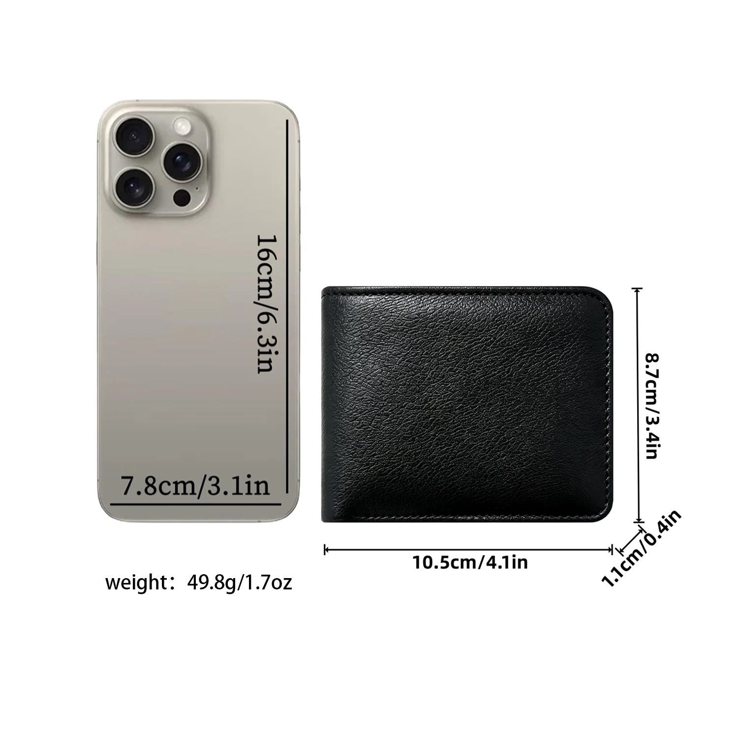 Herren-Geldbörse aus echtem Leder, schlankes Bifold-Modell, leichte, kurze Geldbörse mit 3 Kartenfächern, Ausweisfach und 2 Fächern für Bargeld. – Detail 8