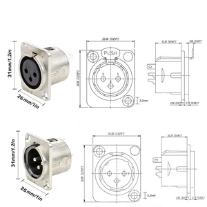 2/5/10 buah XLR Perempuan Laki-laki Jack 3 Pin Panel Mount Jack Konektor Kontak Tembaga XLR Soket Logam Konektor Mikrofon Audio 10 panel xlr penjualan terbaik - №