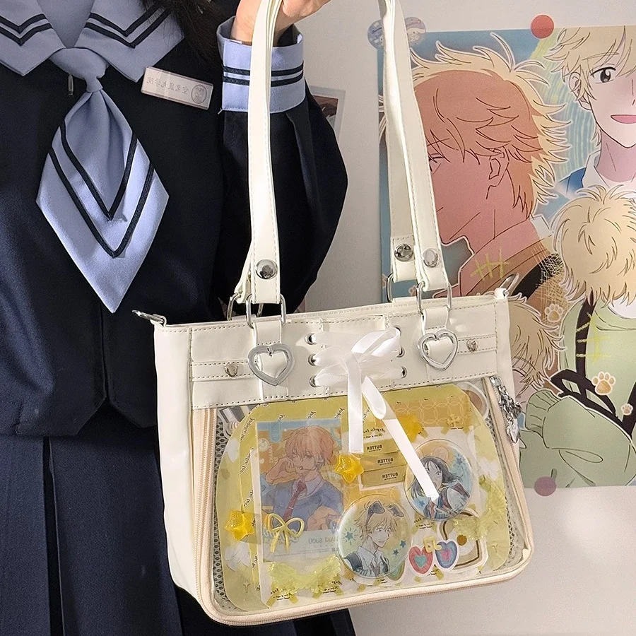 Italife حقيبة Ita حمراء صغيرة Crossbody مع الشريط المرأة Kawaii واضح حقيبة كتف لطيف طالب فتاة القلب Ita حقيبة مع إدراج H202