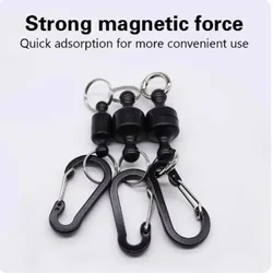 Portable Steel Fishing MRC Strong Magnetic Quick Release Clips Net Holder with Fishing Coil Lanyard Aluminum Carabiner 105x20mm