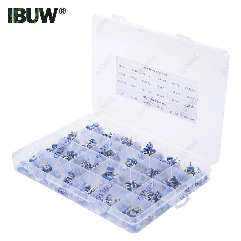 240PCS RM065 100R - 2M 24Values*10PCS RM063 Carbon Film Horizontal Trimpot Potentiometer Assortment Kit Variable Resistor NEW