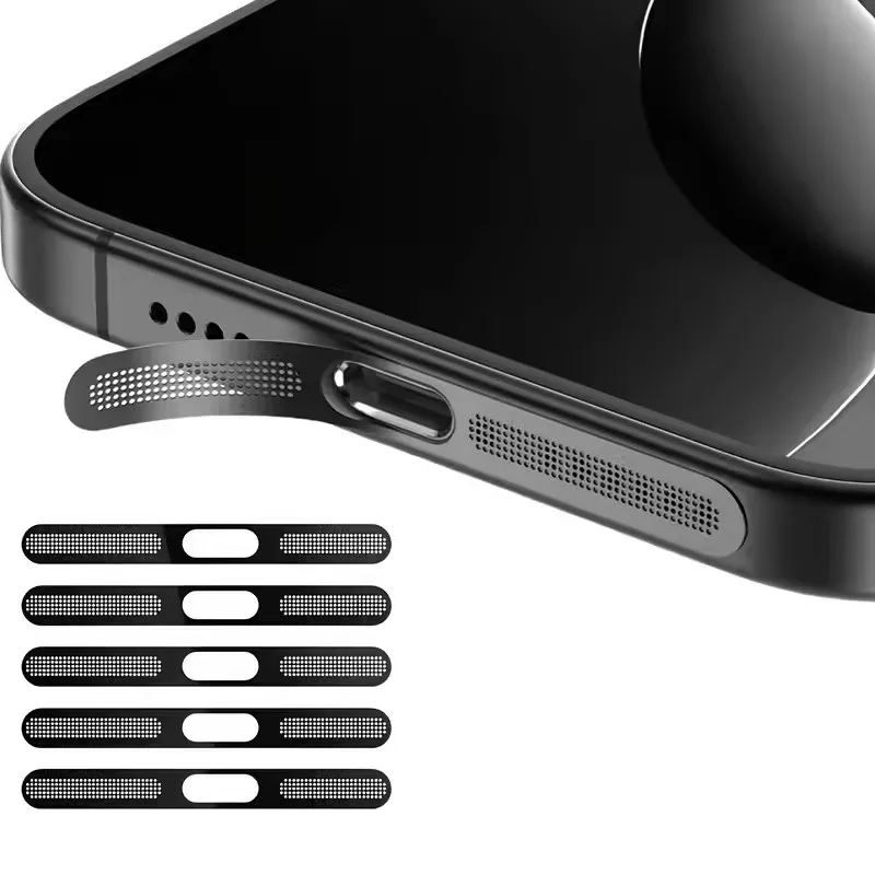 5 Peças de Adesivos de Rede Metálica Anti-Poeira para iPhone 16 Pro 15 14 13 12 Series, Protetor de Malha Anti-Poeira para Furo do Alto-Falante do Auricular Compatível