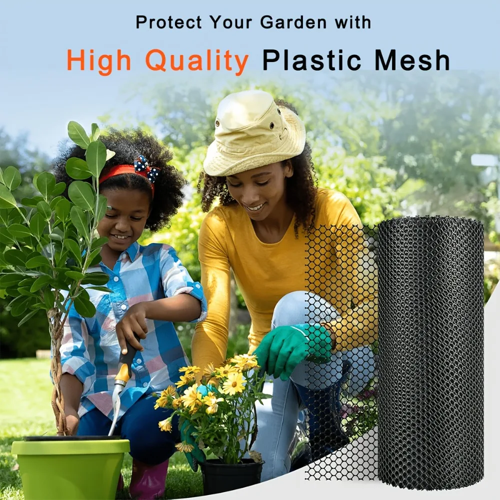 Black Plastic Mesh Roll - Poultry Fence, Garden Fence, Balcony Fence, Durable, Windproof and Easy To Install