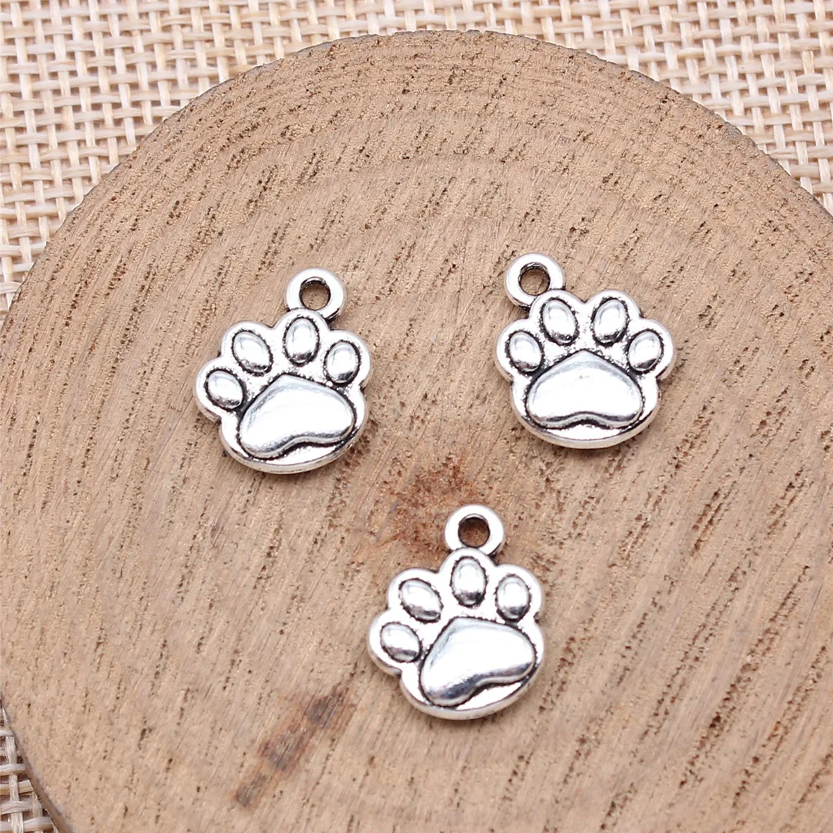 WYSIWYG 20pcs 14x12mm Antique Silver Color Dog Paw Charms Pendant For DIY Jewelry Making Handmade Jewelry Craft Findings