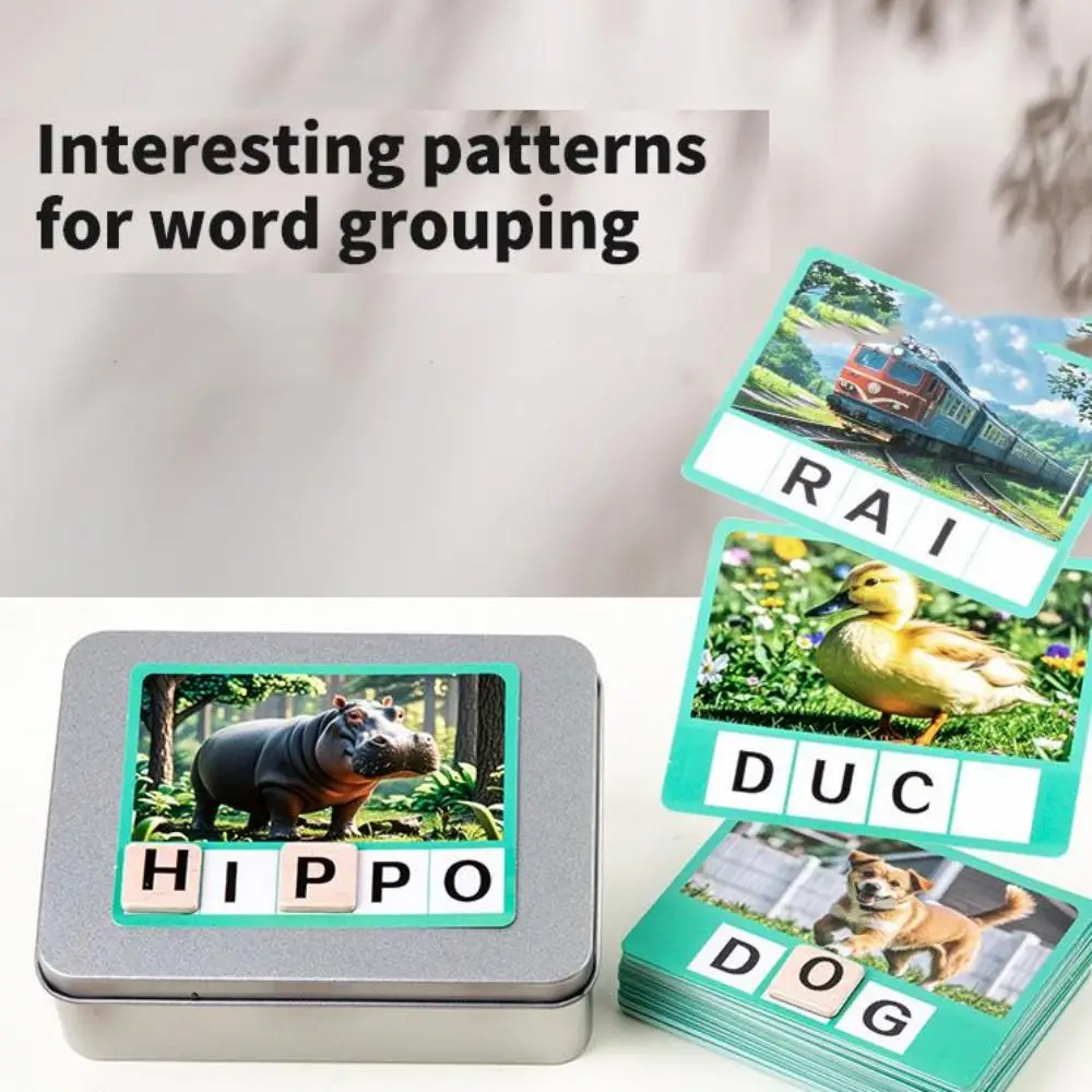 Holzpuzzle Alphabet Rechtschreibspiel Cartoon Alphabet Zauber Sie das Wortspiel Niedlicher bunter Buchstabe Rechtschreibblock Lernspielzeug