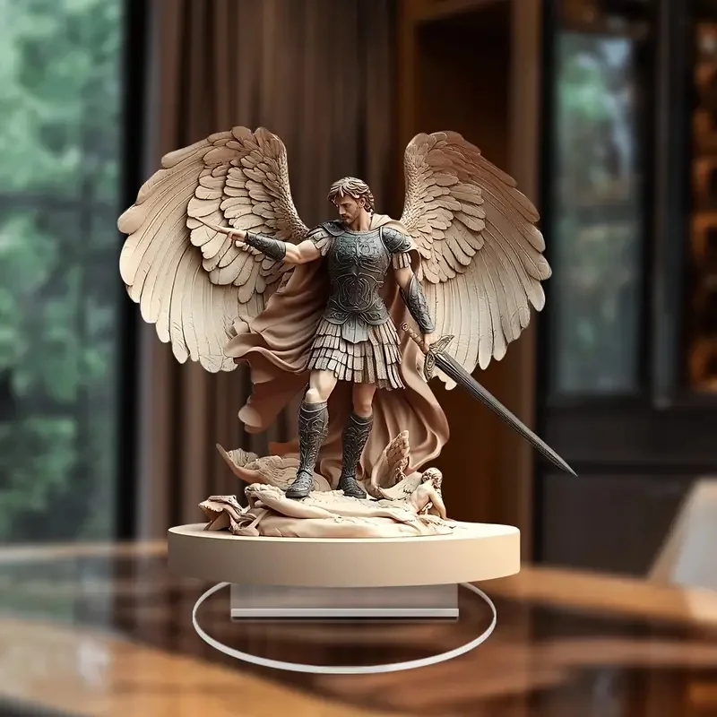 Golden Winged Archangel Michael 2D Flat Acrylic Stand Table