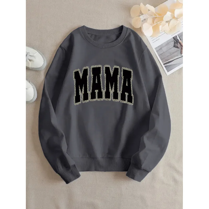 

Женская толстовка с принтом MAMA, удобная, модная, повседневная, уличная одежда, без бренда, трендовая, с графическим принтом